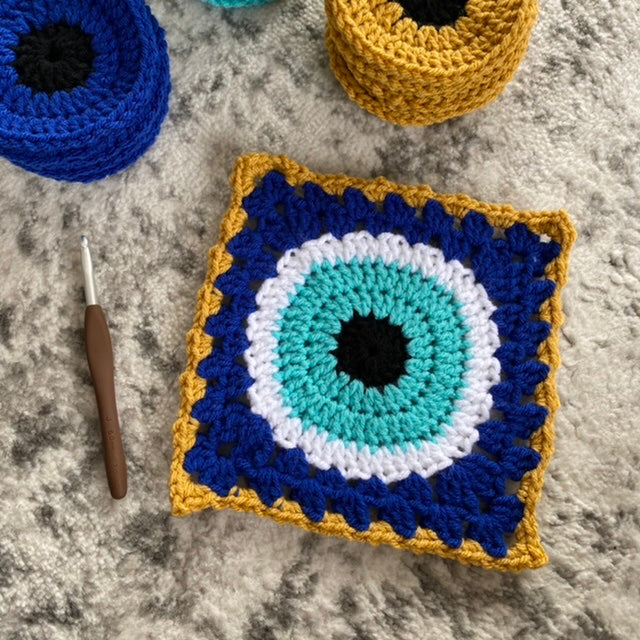Evil Eye Granny Square Blanket Pattern