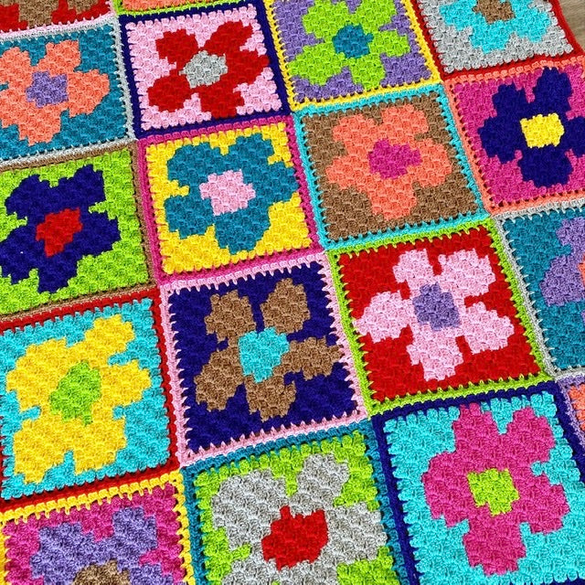 Funky Flowers Blanket Pattern