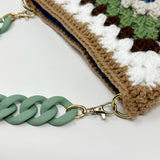 Mint Chocolate Flower Crochet Granny Square Bag