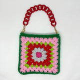 Strawberry Pie Flower Crochet Granny Square Handbag