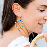 Shades Of Blue Beaded Hoop Earrings