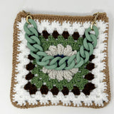 Mint Chocolate Flower Crochet Granny Square Bag