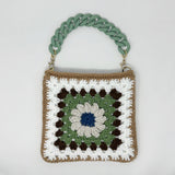 Mint Chocolate Flower Crochet Granny Square Bag