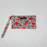 Flowering Buds Wristlet Mini, Red Floral Wristlet