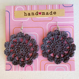 Bohemian Dark Gray Crochet Earrings