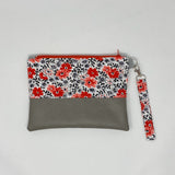 Flowering Buds Wristlet Clutch, Red Floral Wristlet