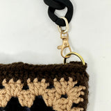 Chocolate Custard Flower Crochet Granny Square Bag