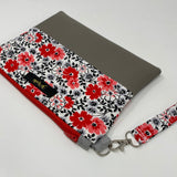 Flowering Buds Wristlet Clutch, Red Floral Wristlet