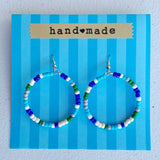 Shades Of Blue Beaded Hoop Earrings