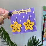 Yellow Sunshine Flower Crochet Earrings