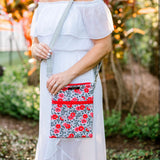 Flowering Buds Crossbody Bag, Red Floral Crossbody