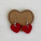 Red Crochet Heart Earrings