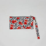 Flowering Buds Wristlet Mini, Red Floral Wristlet