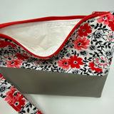 Flowering Buds Wristlet Clutch, Red Floral Wristlet