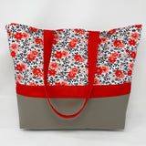 Flowering Buds Tote Bag, Red Floral Tote