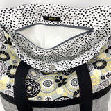 Black & Yellow Tote Bag, Floral Tote