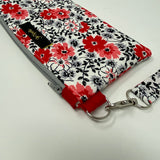 Flowering Buds Wristlet Mini, Red Floral Wristlet